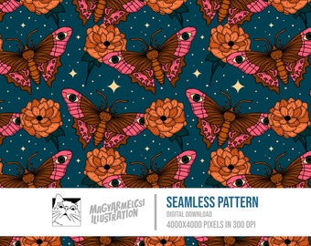 Floral Butterfly Seamless Pattern - Digital Download - Digital Paper - Printable - Fabric - Textile - Wallpaper - Background - Sublimation