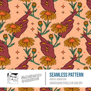Lucky Daisy Bookish Seamless Pattern - Téléchargement numérique - Papier numérique - Imprimable - Tissu - Textile - Papier peint - Sublimation