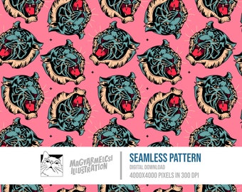 Fun Tiger Seamless Pattern - Digital Download - Digital Paper - Printable - Fabric - Textile - Wallpaper - Background - Sublimation
