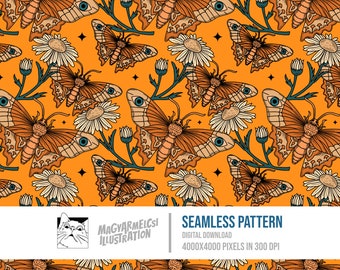 Flowers Butterfly Seamless Pattern - Digital Download - Digital Paper - Printable - Fabric - Textile - Wallpaper - Background - Sublimation