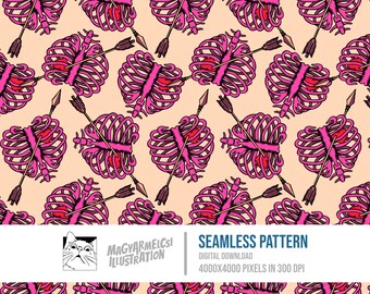 Lovely Ribcage Seamless Pattern - Digital Download - Halloween - Printable - Fabric - Textile - Wallpaper - Background - Sublimation