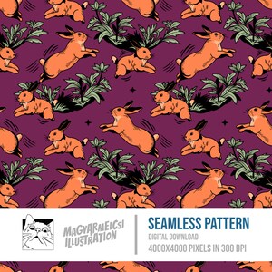 Jumping Rabbit Seamless Pattern - Digital Download - Digital Paper - Printable - Stoff - Textil - Tapete - Hintergrund - Sublimation