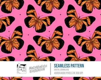 Elegant Butterfly Seamless Pattern - Digital Download - Digital Paper - Printable - Fabric - Textile - Wallpaper - Background - Sublimation