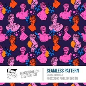 Modèle sans couture de bustes grecs - téléchargement numérique - papier numérique - imprimable - tissu - textile - papier peint - fond - sublimation