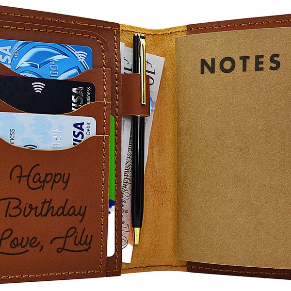 Carnet de notes personnalisé en cuir avec agenda, journal rechargeable, couverture notes de terrain avec passant pour stylo, carnet de notes en cuir fait main personnalisé