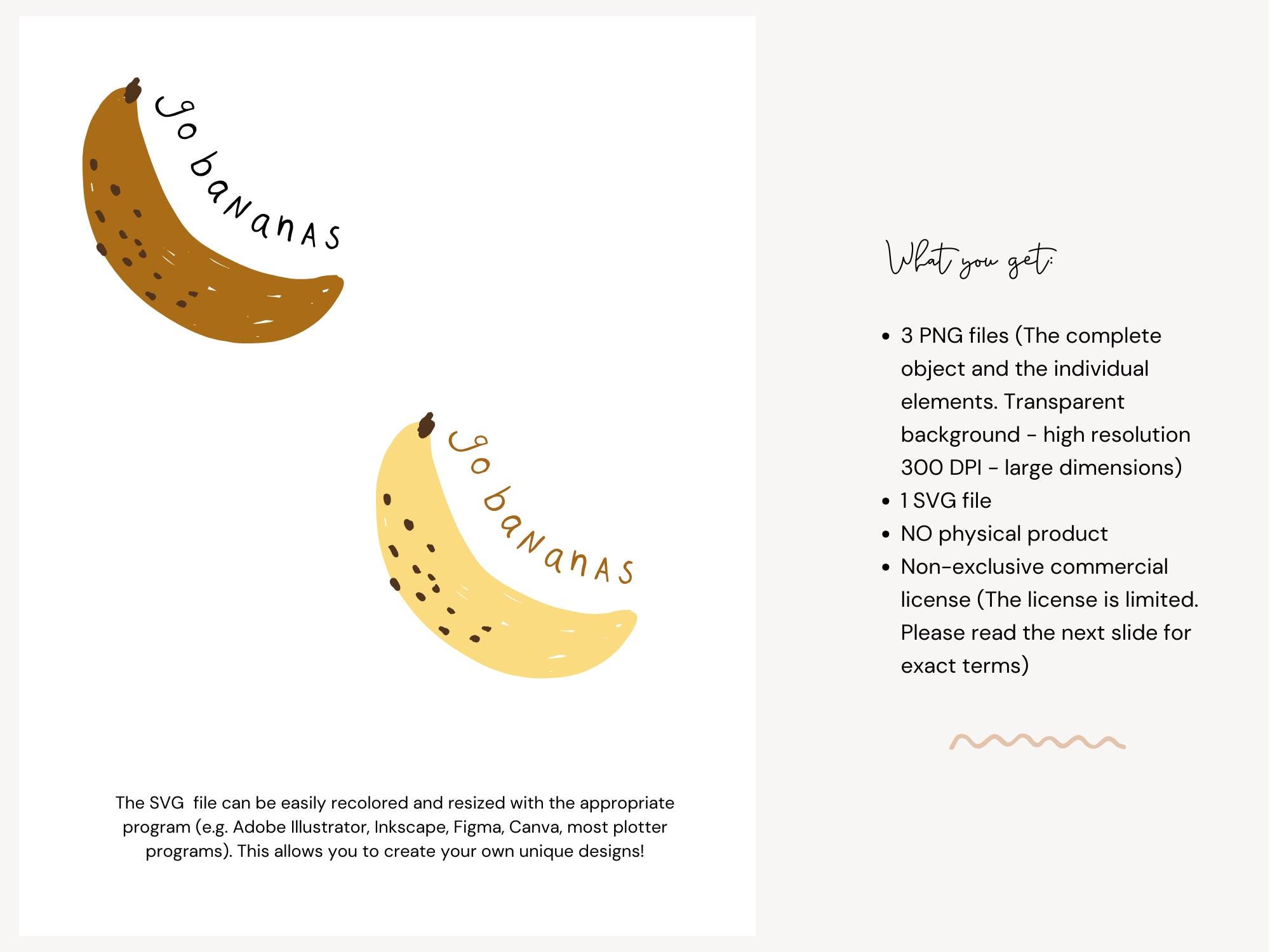 Hand-drawn Banana Lettering SVG PNG Clipart, Minimalist Illustration ...