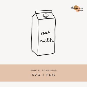 Cool Oat Milk Carton, Hand-drawn Lettering, SVG PNG Clipart, Minimalist Illustration DIY Crafting, Plotter, Cutting, Craft Supply