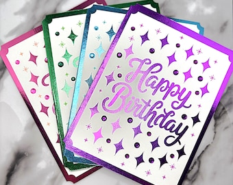 Tarjetas de cumpleaños brillantes y glamurosas (paquete de 4)