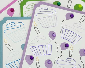 Tarjetas de cumpleaños con cupcakes (paquete de 4)