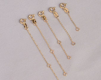 14k Solid Gold Necklace Or Bracelet Extender, Removal Solid Gold Link, Adjustable Extension Chain Gold,Rose Gold,White Gold Jewelry Extender