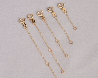 14k Solid Gold Necklace Or Bracelet Extender, Removal Solid Gold Link, Adjustable Extension Chain Gold,Rose Gold,White Gold Jewelry Extender