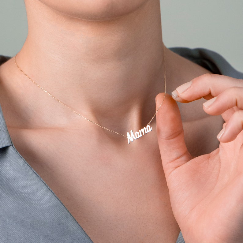 14K Gold Name Necklace Name Plate Necklace Personalized Name Etsy