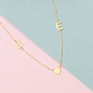 Personalized 14K Solid Gold Initial Necklace: Custom Letter Jewelry