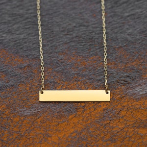 14k Gold Custom Bar Necklace, 14K Solid Gold Bar Necklace, Personalized Roman Numeral Bar Necklace, Name Bar Necklace, Mother's Day Gift