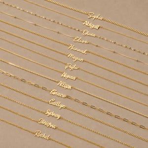 14K Solid Gold Name Necklace: Personalized Cursive Plate