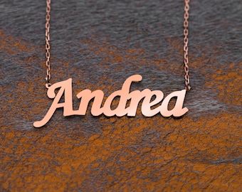 Custom Nameplate 14K Solid Gold Necklace, Personalized Gold Name Choker, Custom Jewelry, Christmas Gift