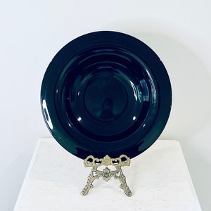 Vintage EAPG Black Amethyst Glass Large Serving Bowl Star LE Smith? 11.5”