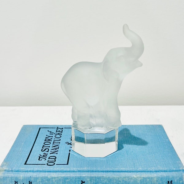 Goebel Germany 1985 Frosted Crystal Glass Elephant Figurine Paperweight 5”