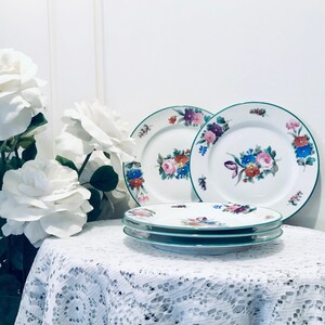 Vintage Limoges Plates Shabby Chic Antique Floral Set of 5 Tressemann & Vogt Hand Painted