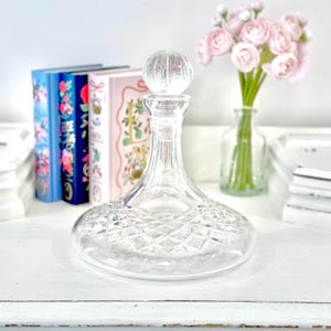 Vintage Tyrone Crystal Cut Lead Crystal Ships Decanter Ireland Barware Bar Cart