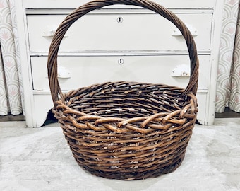 ヴィンテージのピーターボロ製ダブルハンドルバスケット（ギャザリング