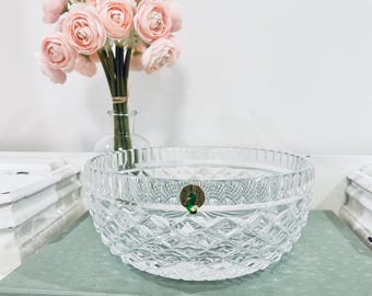 Vintage Waterford Archive Crystal Centerpiece serveringsskål Irland 8" etikett