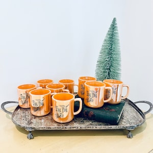 Vintage Fire-King Peach Lusterware Tom & Jerry Punch Eggnog Mugs Set of 9 Pine Fir Baugh image 4