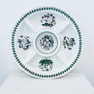 Vintage Portmeirion Botanic Garden Porzellan Chip und Dip Blumenmotive 14 Zoll Servierplatte