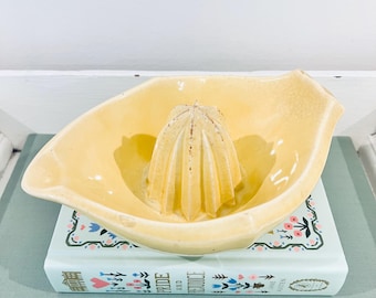 Espremedor de limão manual de cerâmica vintage espremedor de frutas cítricas creme de manteiga amarelo MCM Kitsch