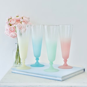 Vintage blendo glazen pilsbier ijsthee pastelkleuren set van 4 MCM
