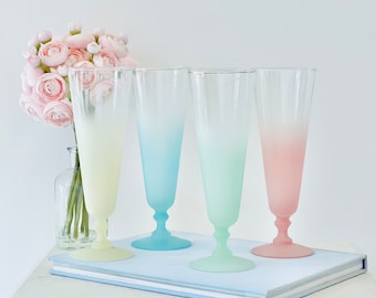 Vintage Blendo Glasses Pilsner Beer Iced Tea Pastel Colors Set of 4 MCM