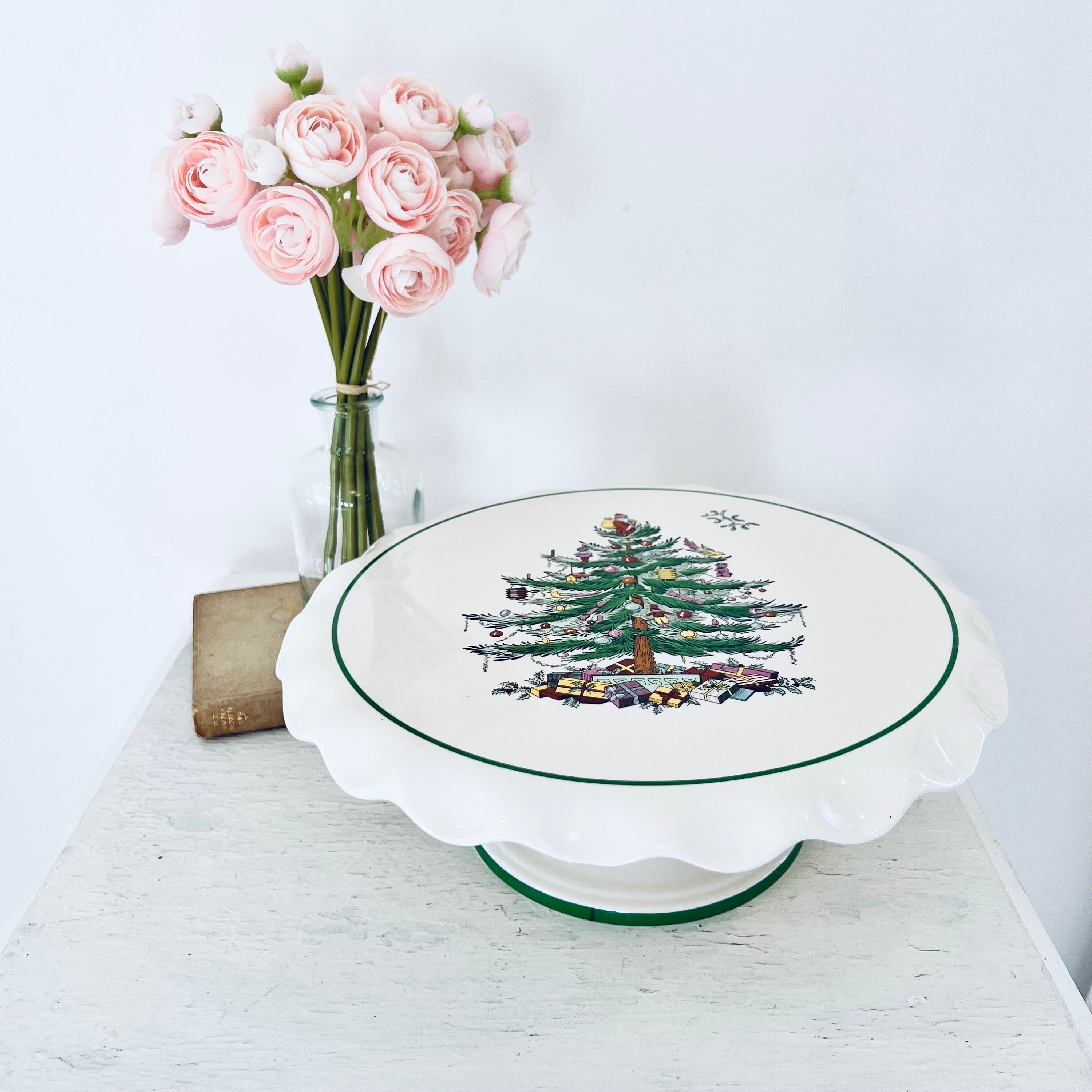 ヴィンテージ スポード クリスマスツリー 丸型脚付きケーキスタンド