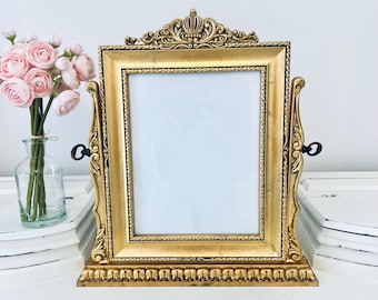 Vintage Ornate Swivel Picture Frame Gold with Metal Knobs Victorian Art Deco 8x10