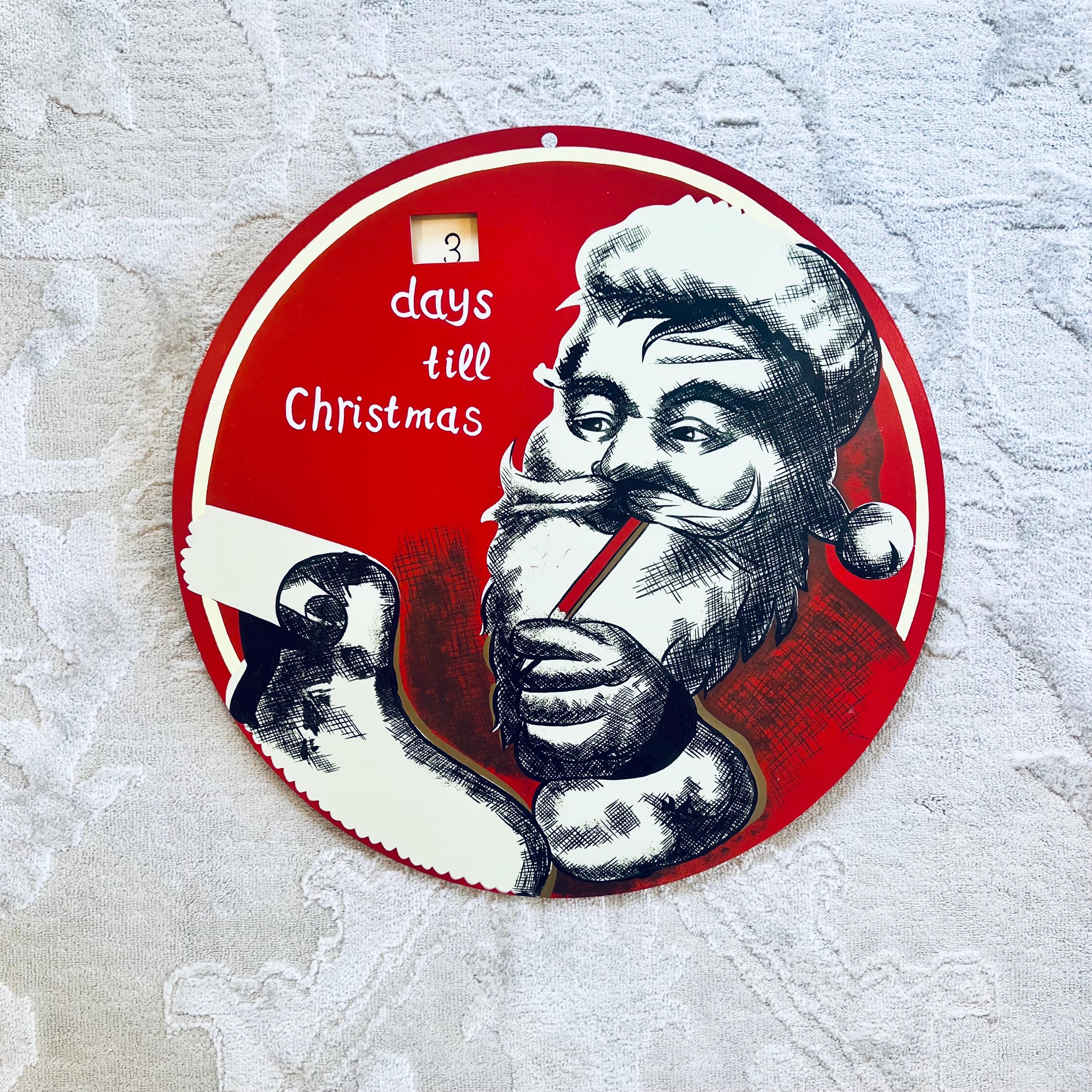 Vintage Metal Santa Countdown to Christmas Advent Calendar Sign
