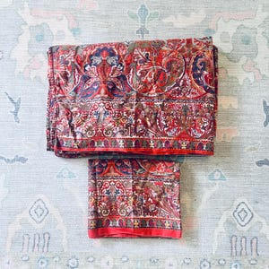 Vintage Ralph Lauren Galahad Medieval Twin Fitted Flat Sheet Set Of 3 Red Paisley