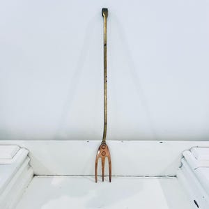 Vintage Country Kitchen Hanging Copper Décor Brass Handle Fork Art Utensil Cooking