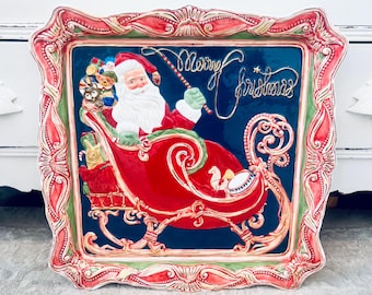 Porte-bas lourd du père Noël en laiton vintage, bras long, manteau de Noël - France