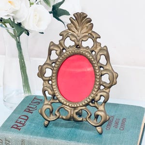 Ornate Baroque Rococo Picture Frame Gold Cast Iron Bronze Brass Easel Back Vintage