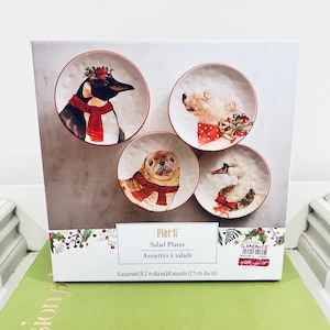 Pier Imports Artic Animals Christmas Salad Plates Set of