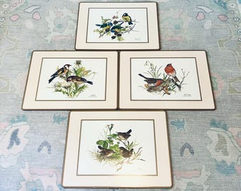 Vintage Pimpernel Cork Back Placemats 4 European Birds England Robin Goldfinch Wren
