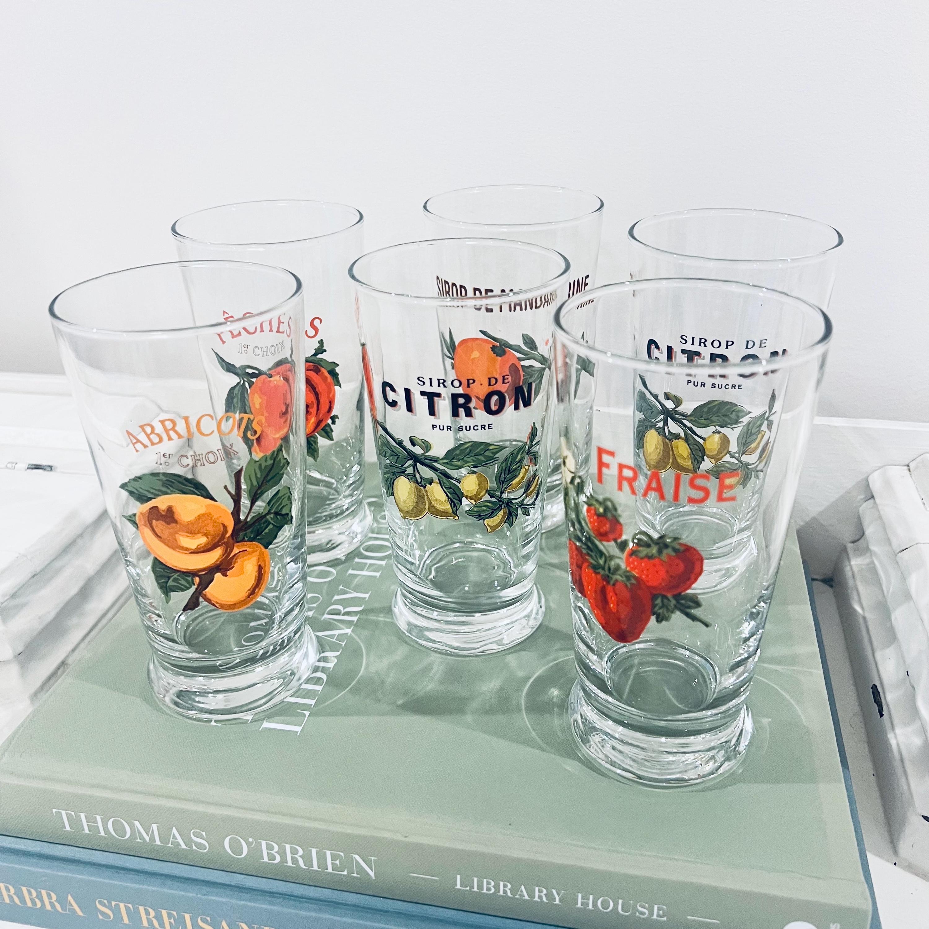Vintage Williams Sonoma Harvest Market Fruit Tumbler Glasses Set