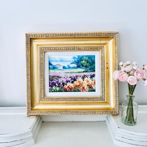 Framed Oil Painting Summer Flower Garden Impressionism Signed Gold Lake Landscape Realism