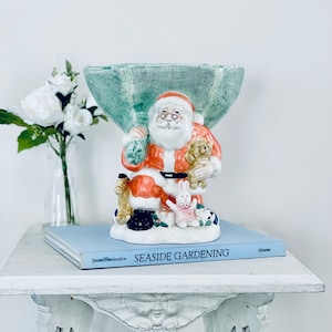Fitz & Floyd Santa Gift Bag Decorative Centerpiece Collectible Bowl Vintage Christmas