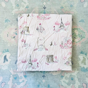 Raro copripiumino matrimoniale in stile shabby chic per cameretta delle bambine, modello Paris Toile Pink di Pottery Barn Kids