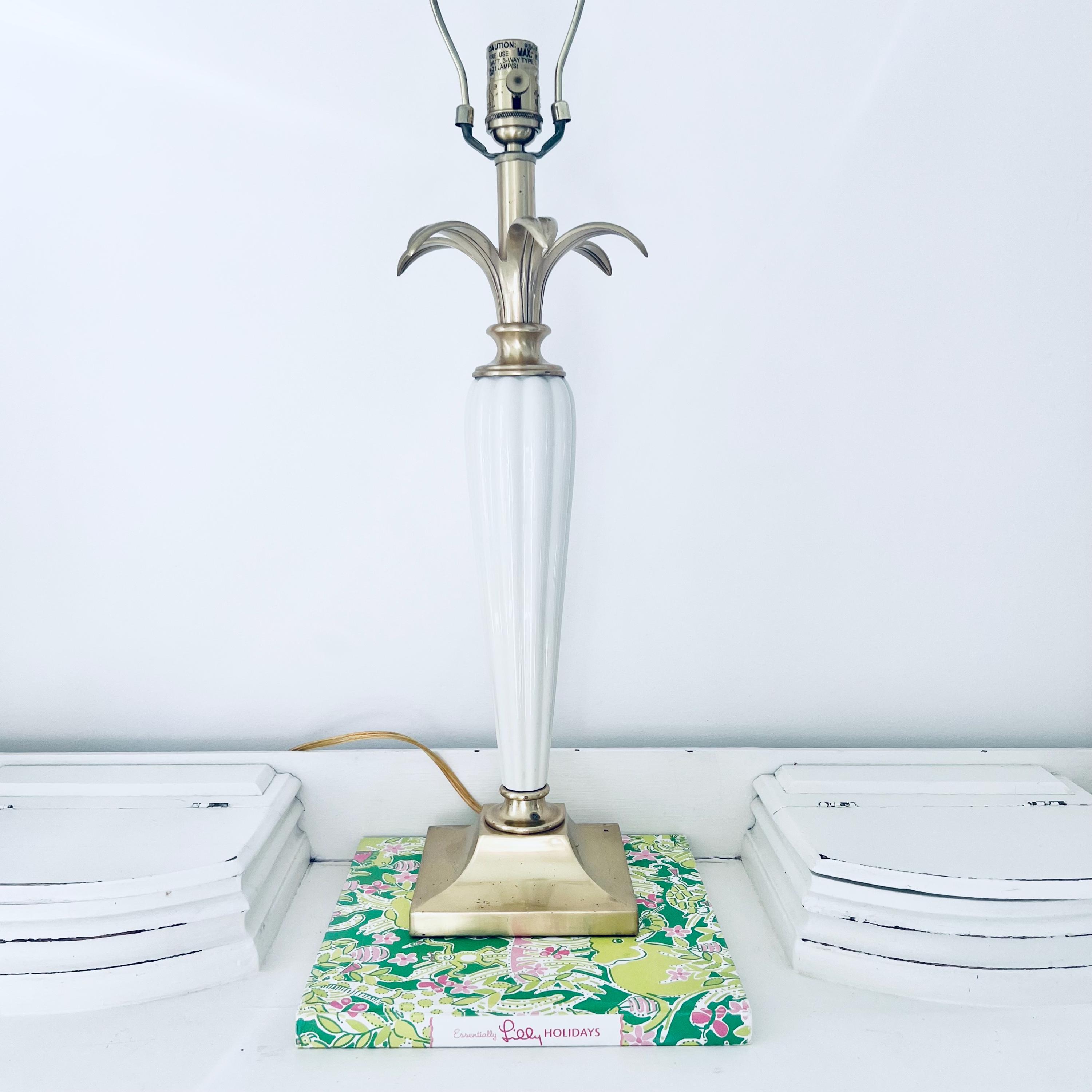 Quoizel Lenox Column Brass Table Lamp Ivory Porcelain Pineapple