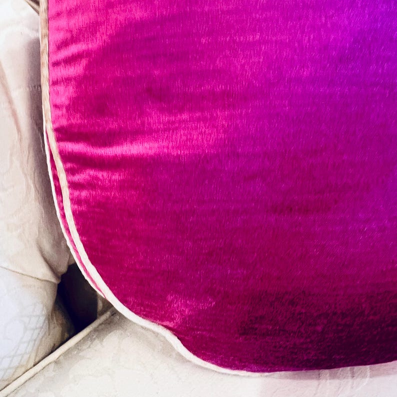 Anthropologie Adelina Velvet Round Pillows Set Of 2 Hot Pink 14" Down Feathers image 2