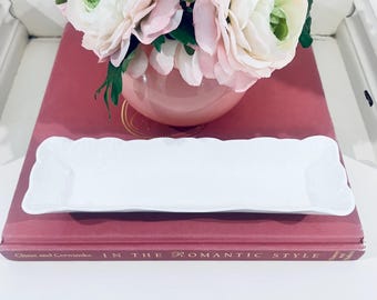 Vintage Wedgwood Countryware Mint Olive Tray Bone China White Cabbage Leaf England