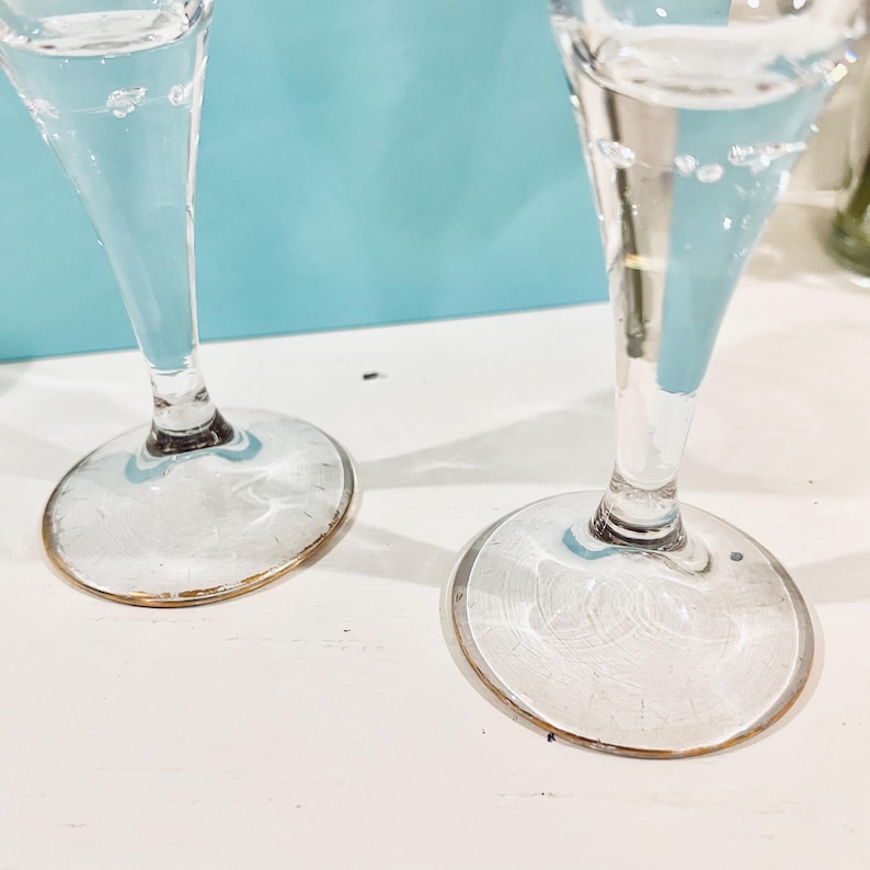 What Is Gilt Rim Vintage Set of 2 Lauenstein Bubble Stem Glass Gilt Rim Monogrammed “E ...