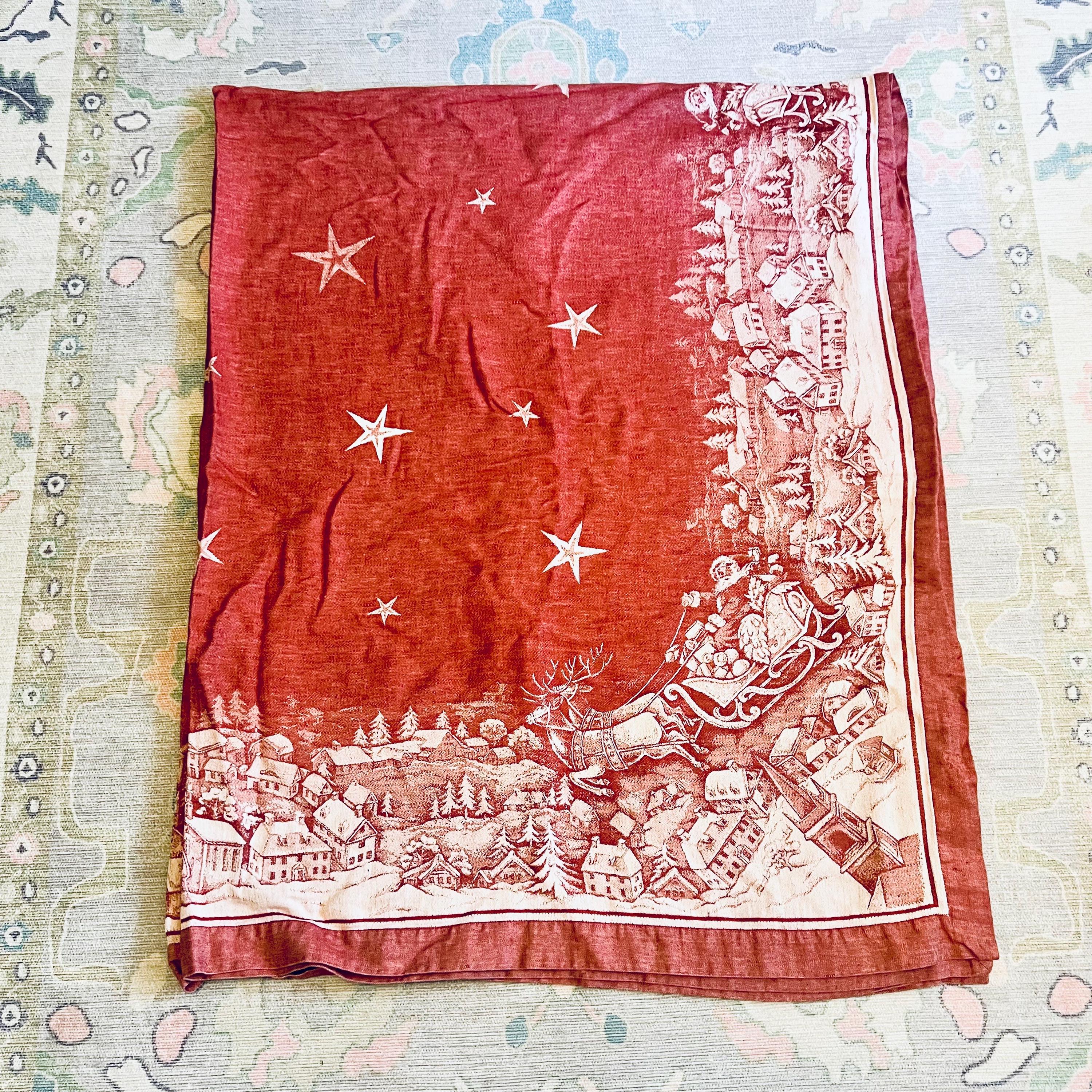 ウィリアムズ・ソノマ クリスマスの前の夜 レッド ジャカード テーブル