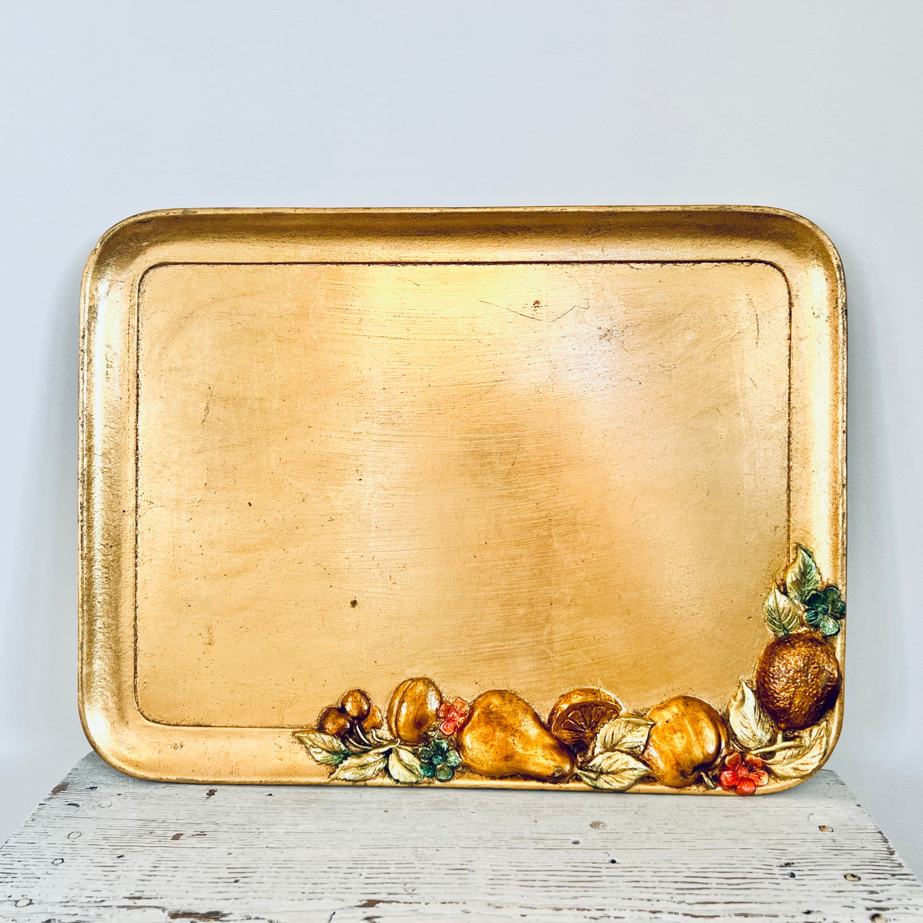 ヴィンテージ フィレンツェ風 木製トレイ フルーツ盛り PF4 イタリア